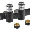 Sapho Twin Combi - Set Di Valvole Di Connessione Per Attacco Centrale, Dx, Interasse 50 Mm, Nero Opaco CP461BS