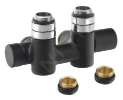 Sapho Twin Combi - Set Di Valvole Di Connessione Per Attacco Centrale, Dx, Interasse 50 Mm, Nero Opaco CP461BS