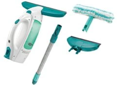 Leifheit Pulizia - Lavavetri Elettrico Window Cleaner Con Mocio, Asta Da 43 Cm E Bocchetta Di Aspirazione 17 Cm 51016