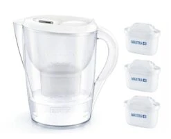 Brita Caraffe - Set Caraffa Filtrante Marella XL Memo E 3 Filtri MX+, Capacitá 3500 Ml, Bianco 1040212