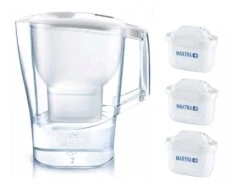 Brita Caraffe - Set Caraffa Filtrante Aluna Cool Memo A 3 Filtri MX+, Capacitá 2400 Ml, Bianco 1040564