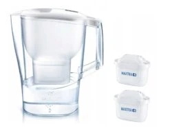 Brita Caraffe - Set Caraffa Filtrante Aluna Cool Memo E 2 Filtri MX+, Capacitá 2400 Ml, Bianco 1039268