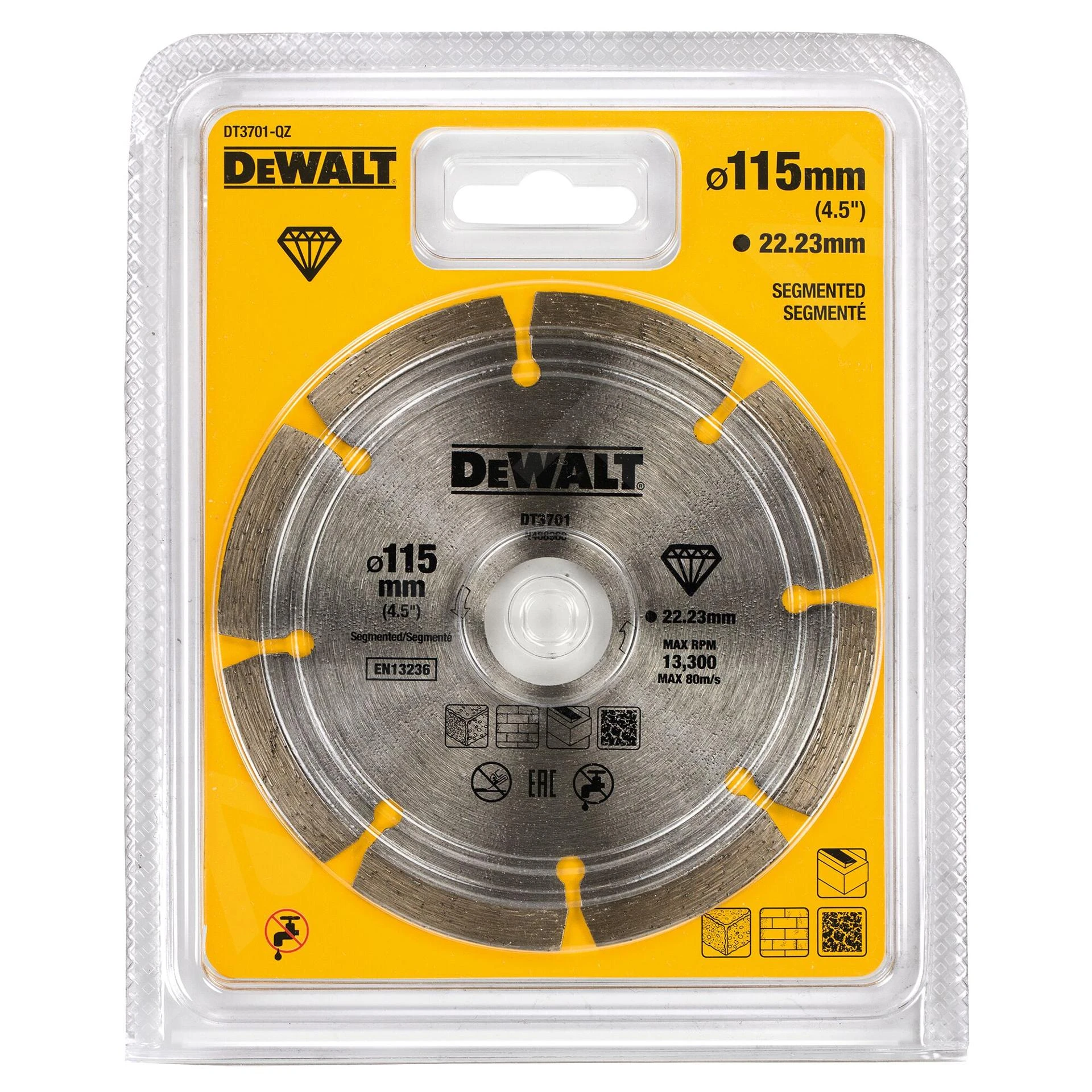 DeWALT Accessori - Disco Diamantato Per Il Taglio A Secco Di Cemento E Mattoni - 115 X 22,2 Mm DT3701 - immagine 2